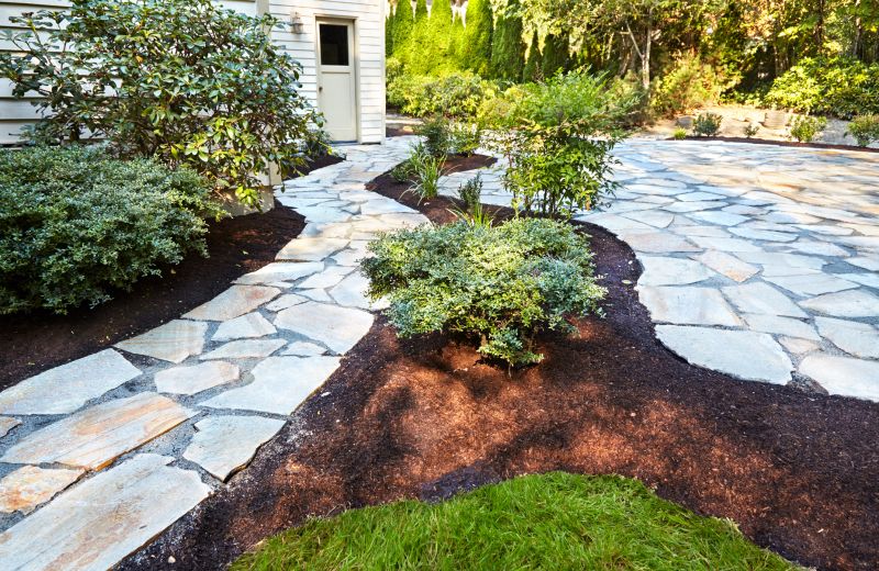 Paver pathway through garden
